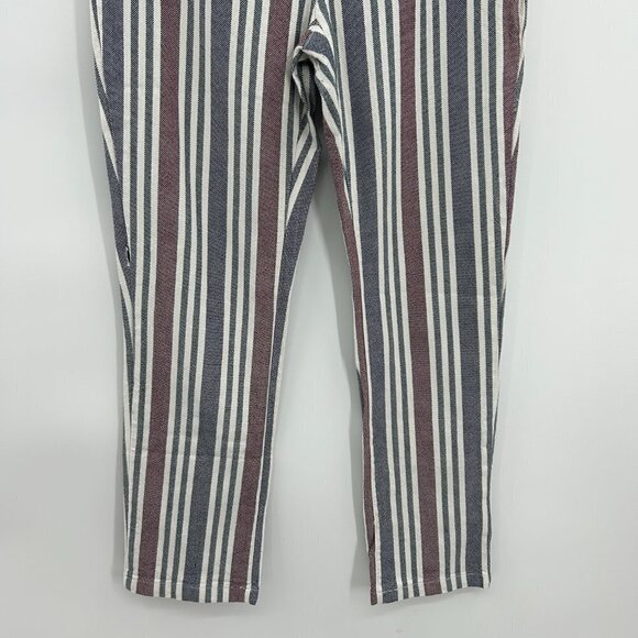 FREE PEOPLE Red White Blue Striped Linen Cropped High Rise Pants Size 2 - Picture 5 of 8